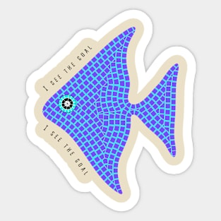 Blue mosaic angelfish Sticker